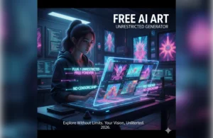 Free AI image generator without restrictions interface and art output