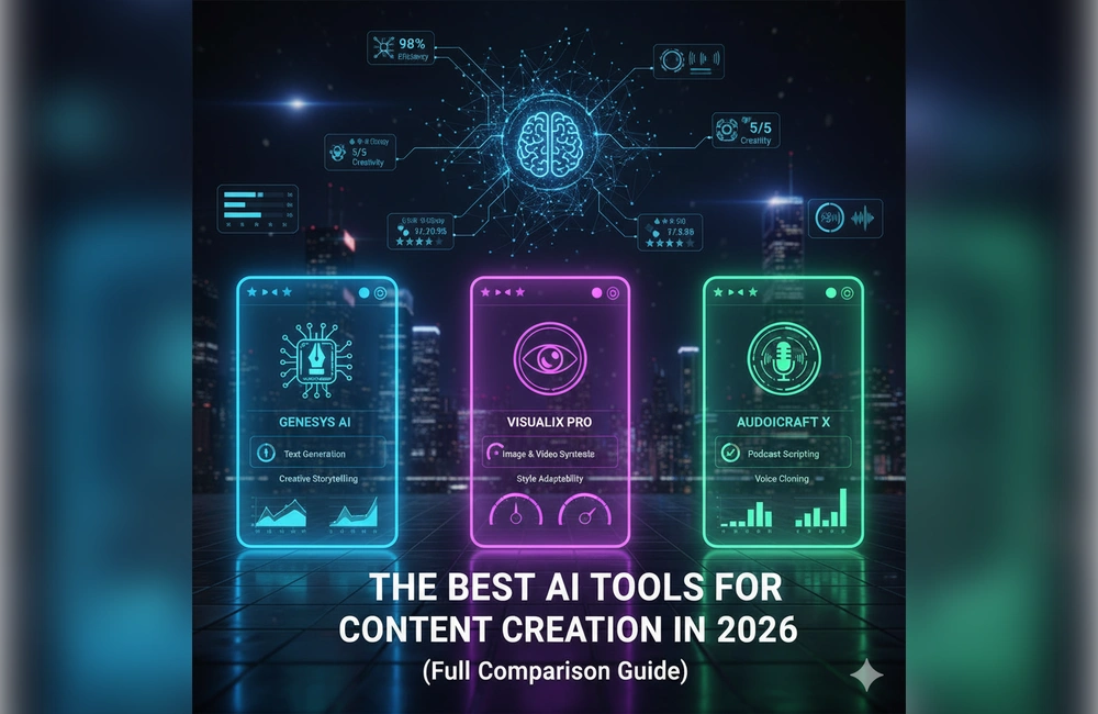 Full comparison guide of best AI tools for content creation in 2026 for multimedia creators