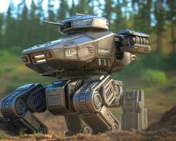 futuristic autonomous robotic soldier concept dark military tech
